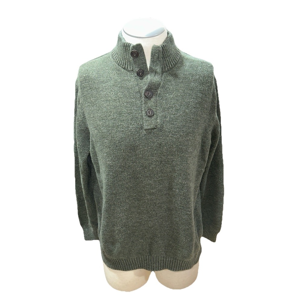 Bass Mens Sweater XL Green Moch Nech Pullover